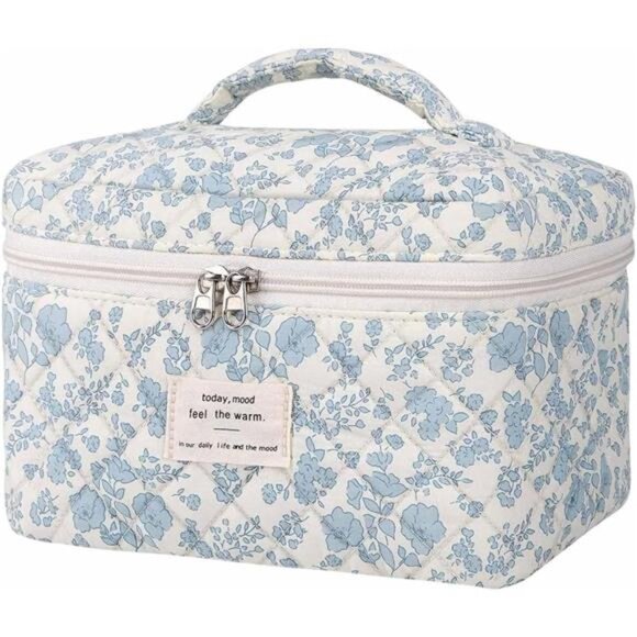 Large Makeup Bag, Cosmetic Bag, Blue - Picture 1 of 7